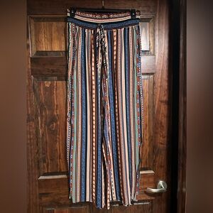 Womens fun, flowy pattern pants, straight leg, vacation, lightweight, size XL